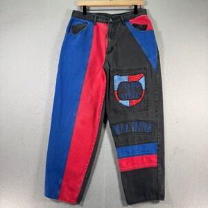 Vintage Machine Hard As Steel Jeans Mens 34x32 Multicolor Tapered Leg Streetwear